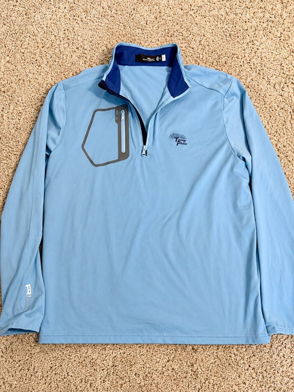 RLX Ralph Lauren Mens XL Blue Torrey Pines Golf Quarter Zip Pullover Sweater